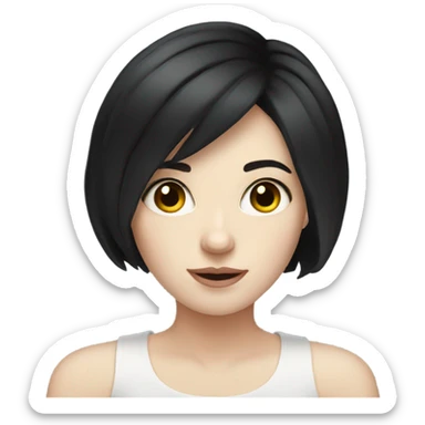 pale skin young woman with a black short hair sticker