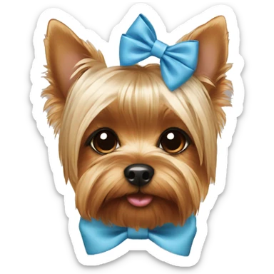 yorkie wearing a bow sticker