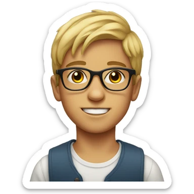 portrait of a boy with glasses sticker