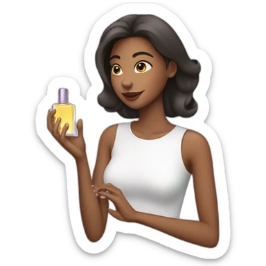 Girl applying perfume sticker