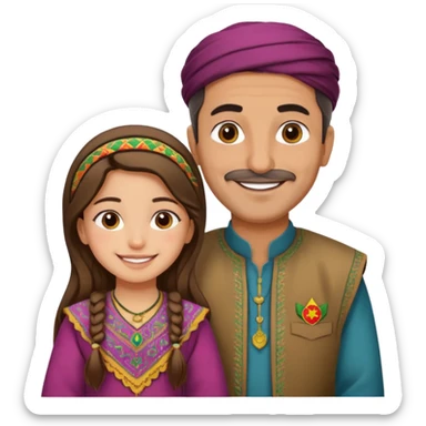 دختر وباباش باهم با لباس کردی sticker