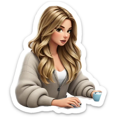 cozy indoor girl with coffee sticker