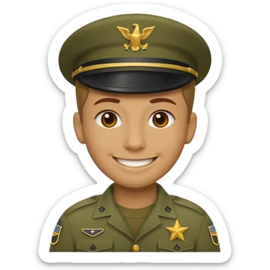 neutral emoji wearing the U.S. army AGSU sticker