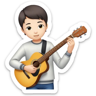 guitar player ,short hair boy ,16years，Chinese sticker