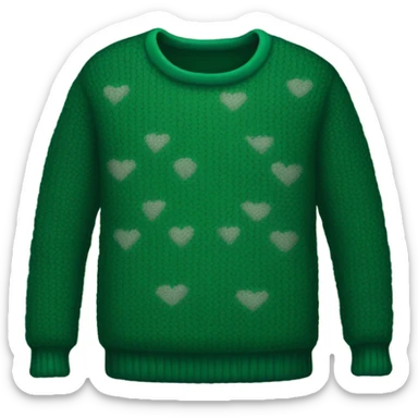sweater pattern in the shape of a heart and color is dark green sticker