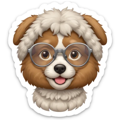 dog wearing grany sticker