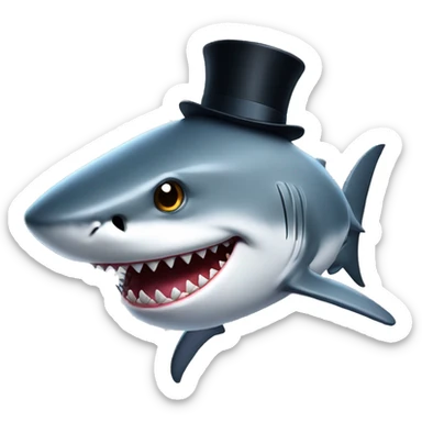 Shark with a top hat sticker