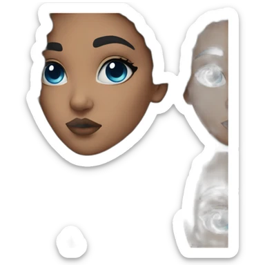 a woman with curly black hair and blue eyeliner sticker