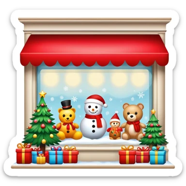 Christmas department store window display with toys sticker