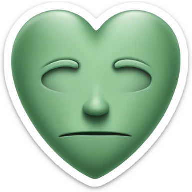 sage green heart with no face sticker