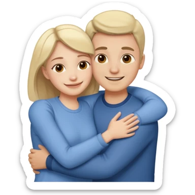 Two people hugging for comfort, one male one female sticker