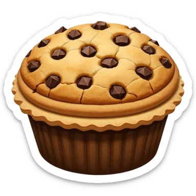 Baking community humanless avatar in clean emoji-style illustration. Pie, cookie, and muffin warm golden tones, simple shapes, flat design, high contrast, cozy and friendly. sticker