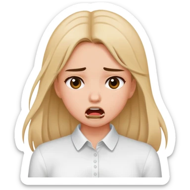 girl choking herself straight hair white shirt  sticker