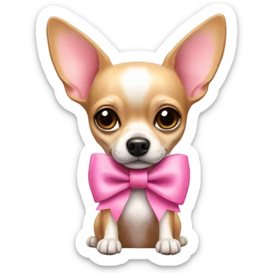 chihuahua dog with pink bow sticker