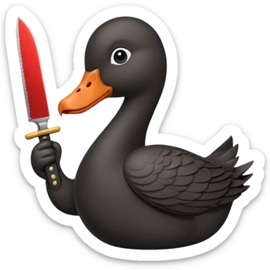 Black goose with a knife sticker