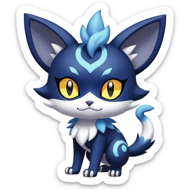 Shiny Exotic Badass Colorful Ethereal Royal Mysterious Gothic Meowstic-Litten-Noibat-Pokémon-Fakémon-hybrid-creature (full body) with random pattern-markings sticker