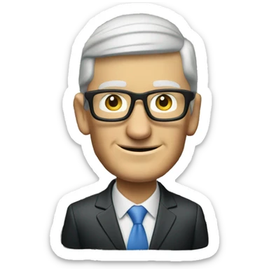 tim cook wearing a banker visor with a bag of money in the corner sticker