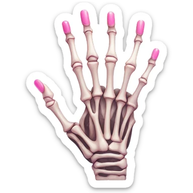 skeleton hand with long pink nails sticker
