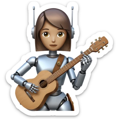 a robot carry her note and guitar and try to change the world sticker