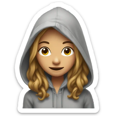 A young women in hoodie with smiling face and long hair sticker