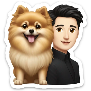 Pavel Durov and long hair Pomeranian dog, heart sticker