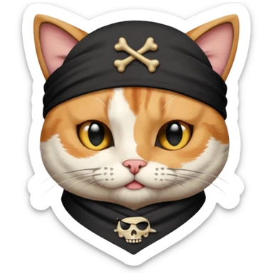 pirate cat with one eye closed with band sticker