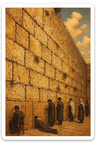 illustration of the Kotel (Western Wall), style 4, detailed, artistic sticker