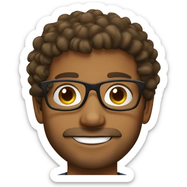 young father with glasses, brown curly hair, olive skin, native beard sticker