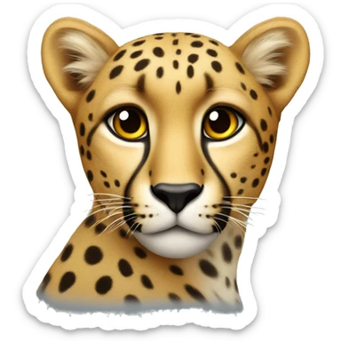 the cheetah has a heart in its eyes sticker
