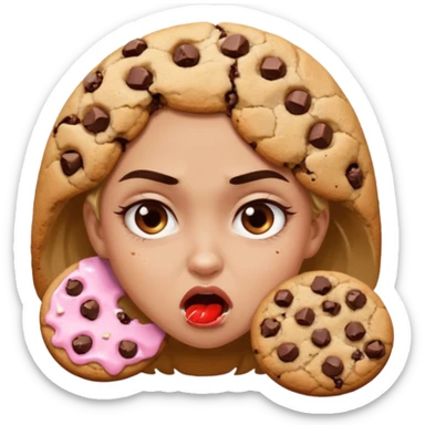 Angry gurls that’s eating a lot of cookies sticker