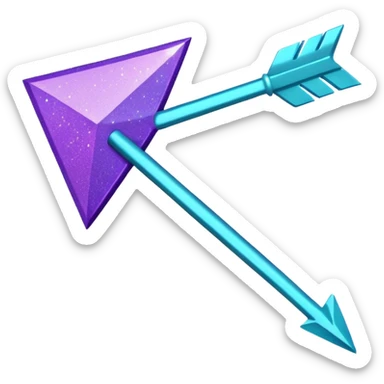 flecha para esquerda glitter roxo e ciano sticker