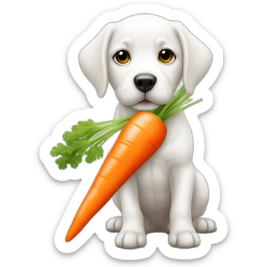 white-puppy-carrot sticker