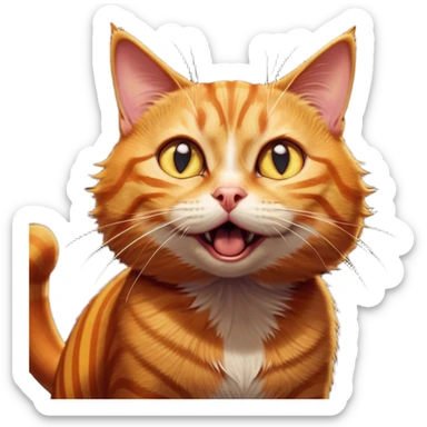 Cinematic Comical Ginger Tabby Cat Portrait Emoji, Head tilted dramatically with an exaggeratedly shocked or offended expression, sleek orange-brown fur with bold tabby stripes, wide amber eyes filled with exaggerated disbelief, Simplified yet hilariously expressive features, highly detailed, glowing with a slightly sassy glow, high shine, dramatic yet playful, stylized with an air of attitude, bright and endearing, soft glowing outline, capturing the essence of a sassy and over-the-top feline, so meme-worthy it feels like it could side-eye its way into internet fame instantly! sticker