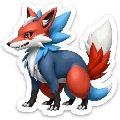 Lucario-Zoroark-Zangoose-Zeraora-Fakémon-hybrid-creature (full body)  sticker