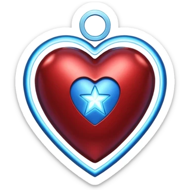 A red Iron Man heart with a glowing blue star in the center sticker