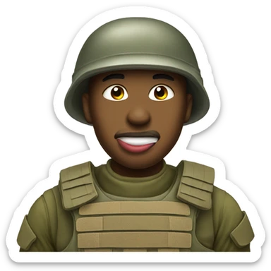soldier shows his tongue sticker