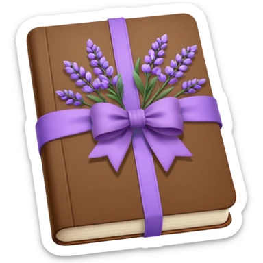 Brown journal with bows and lavender flowers sticker