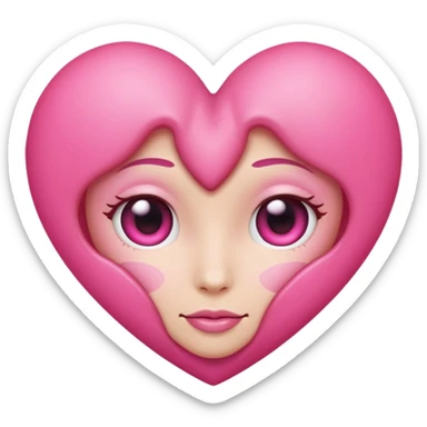 Pink heart face sticker