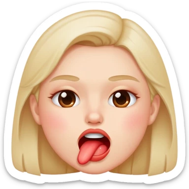 biting lip with blushing cheeks sticker