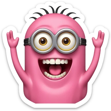 A pink screaming minion sticker