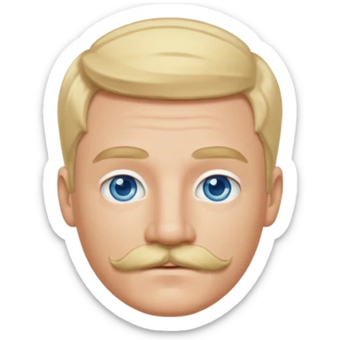 guy with blond hair, mustache, and blue eyes sticker