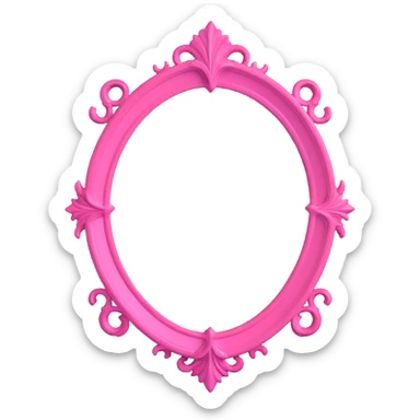 minimal 3D gothic mirror with pink accent, simple and mysterious sticker