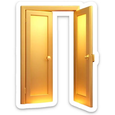 3D emoji style, golden door in darkness, slightly open with a blinding, thick white light beam and glowing haze coming through. Very dramatic scene. No background. sticker