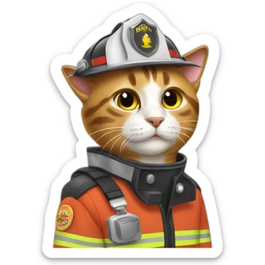 cats wear firefighter uniforms sticker