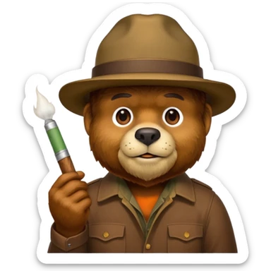 Smokey the bear with a joint sticker
