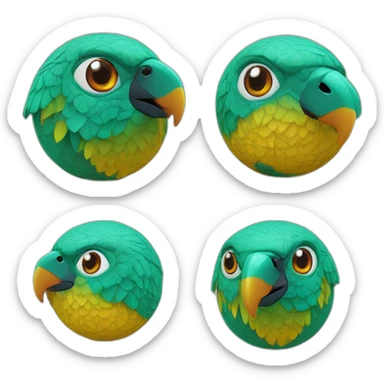 3d sphere with a cartoon Parrot skin texture with Eye of Horus sticker