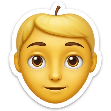 apple style emoji portrait of a face with friendly expression, yellow skin, smooth shading, inspired by Apple emoji style, based on the reference photo sticker