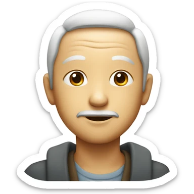 two people, young child and old man,  sticker