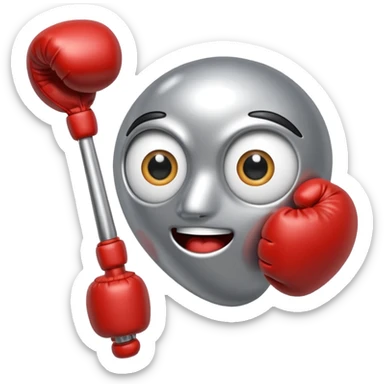 a spoon with eyes and boxe gloves sticker