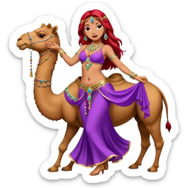 red hair purple dress belly dancer with camel sticker
